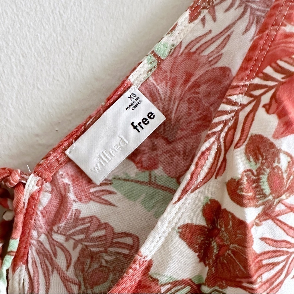 Aritzia Wilfred Free Kempner Open Back Tie Tropical Flowers Tank Top Sizโฆ - Picture 3 of 9